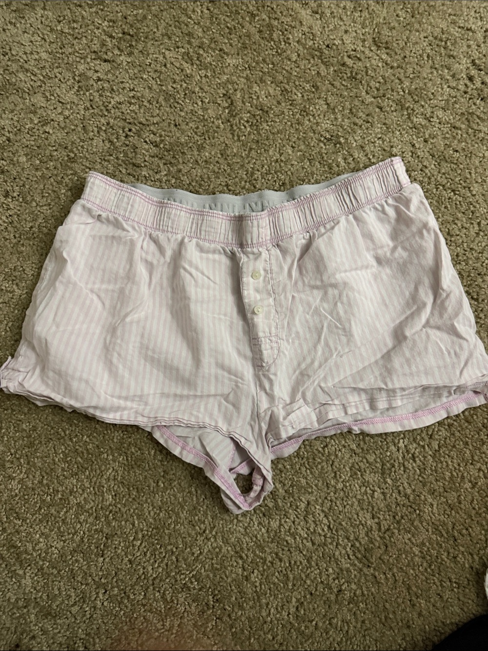 PINK Victoria's Secret Light Pink Striped Cotton Sleep Shorts